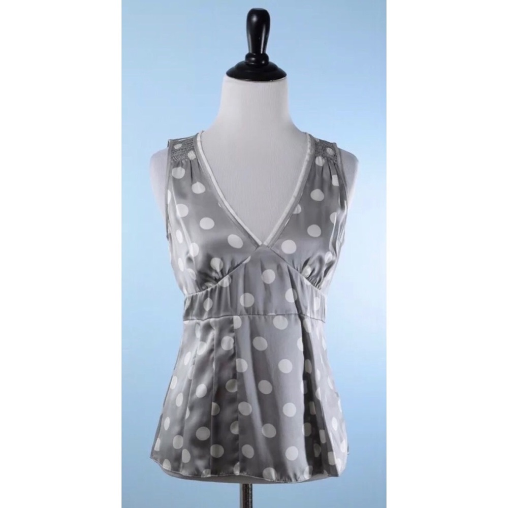 WHBM silver polka dot top